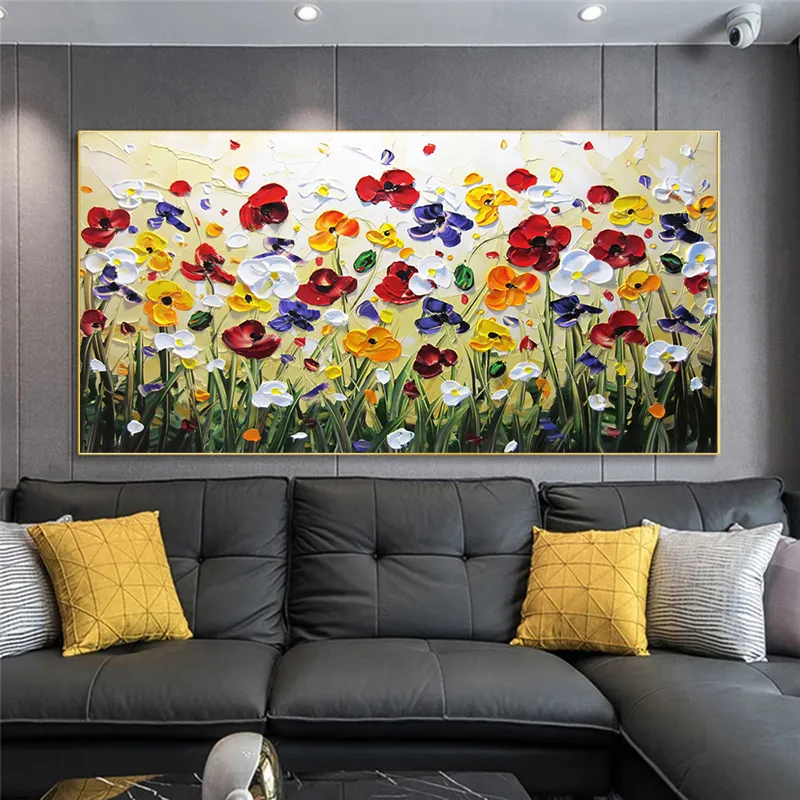 Flower Oil Painting Printed On Canvas Prints Abstract Colorful Pictures Wall Art For Living Room Modern Home Decor Poster