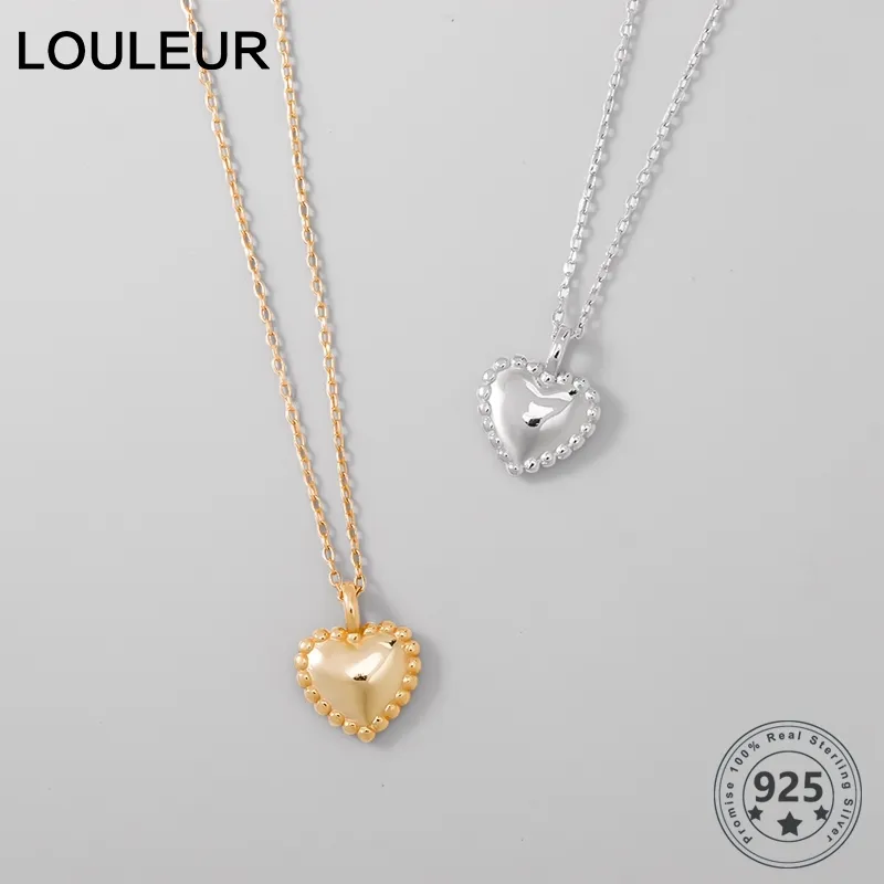 Louleur 925スターリングシルバーハートペンダントネックレスファッション45cmチェーンゴールドネックレス女性ファインジュエリー特別誕生日ギフトQ0531