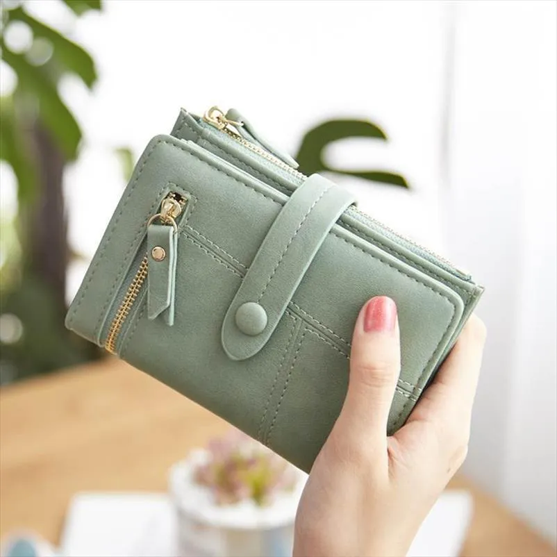 2024Small Leather Wallet for Women Solid Long Wristlet Clutch Purse