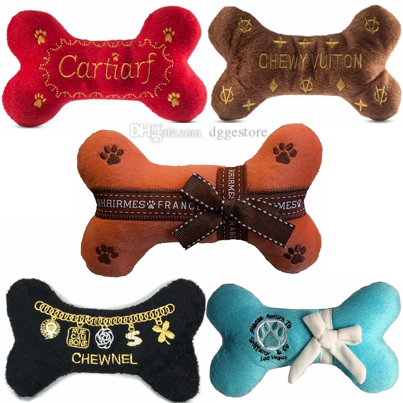 Wzory Runway Pup Collection unikalne piskliwe pluszowe zabawki dla psów Pr￪t-￠-Porter Dog Bones 5 kolorów hurtownie H13