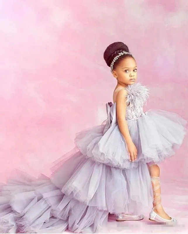Handmade Silver Grey Communion Dress With Train With Feather Beaded Pearls Ribbon Bow And Tiered Skirt Perfect For Communion Birthday Pageant Or Party In 2021 From Topfashion dress 114.23 DHgate.Com