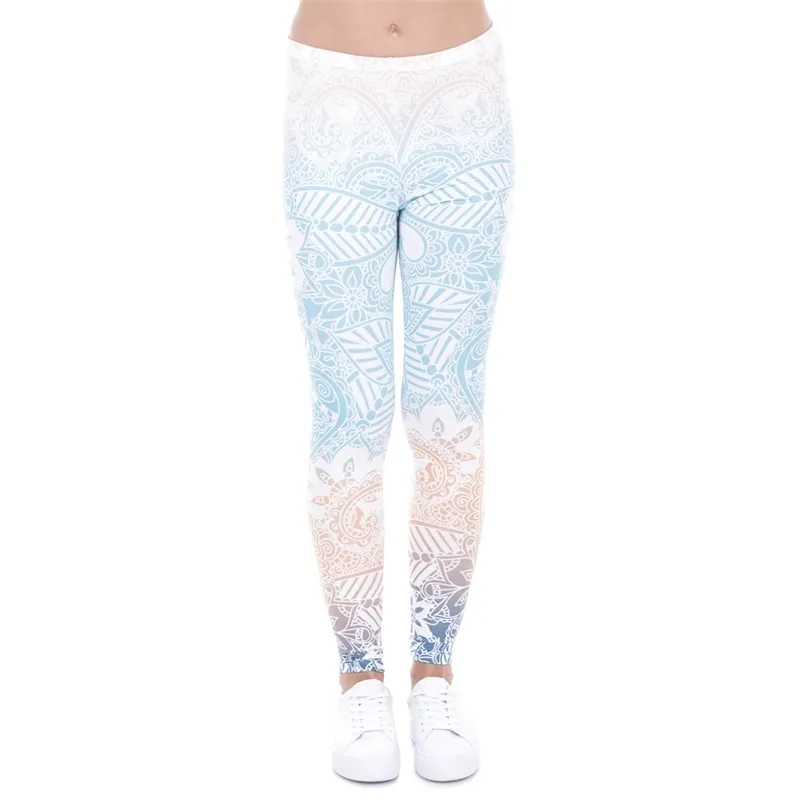 Marke Heiße Verkäufe Leggings Mandala Mint Print Fitness legging Hohe Elastizität Leggins Legins Hosen Hosen für frauen 201203