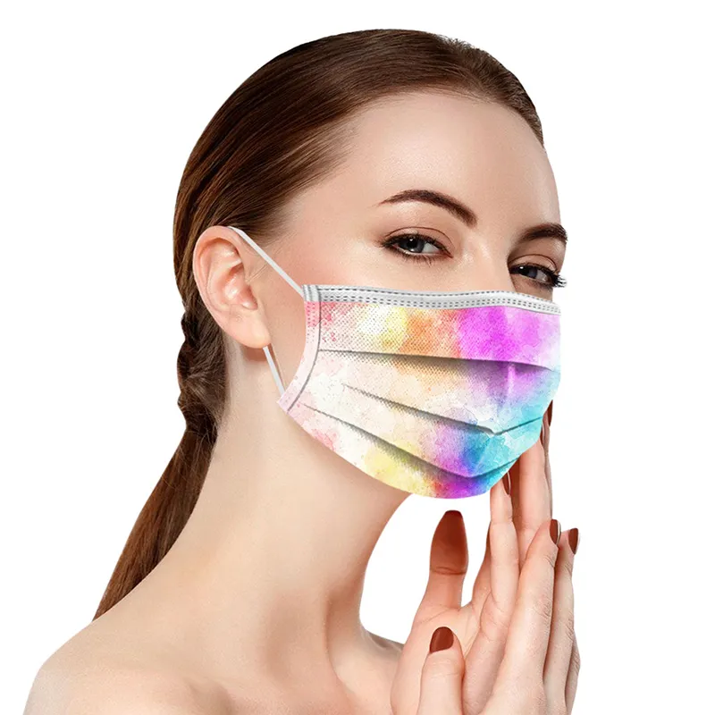 Erwachsene farbige Tie-Farbstoff-Einweg-Gesichtsmaske 3-lagen nicht gewebt Anti-Staubverschmutzung PM2.5 Mundabdeckung