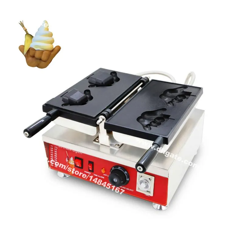 Uso comercial não vara 110V 220V elétrico shaka mão sinal waffle fabricante máquina de padeiro máquina