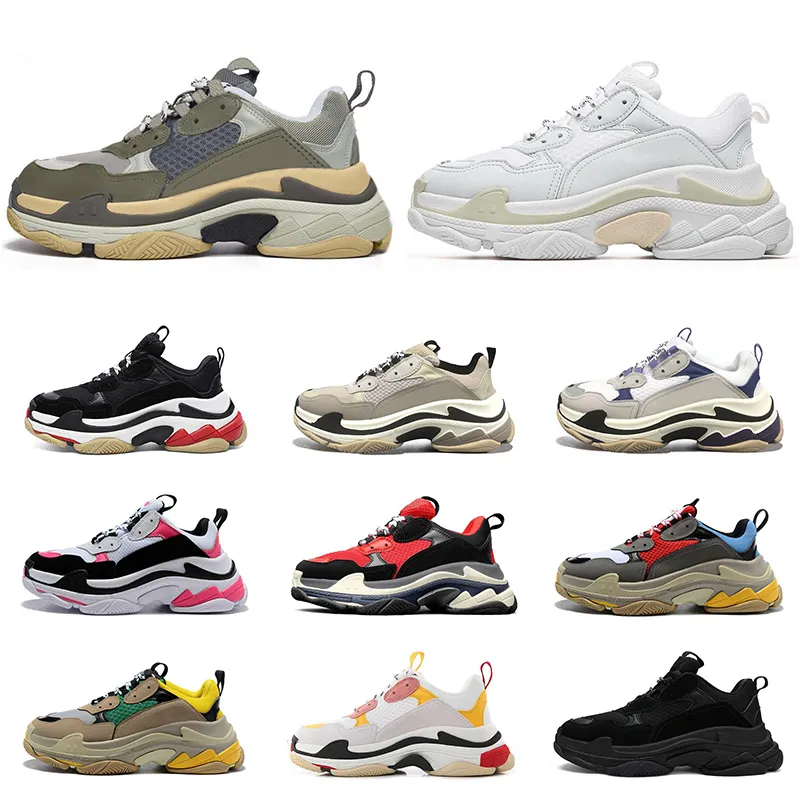 New Triple s men women running shoes vintage paris sneakers black white beige bred green pink mens fashion trainers size 36-45