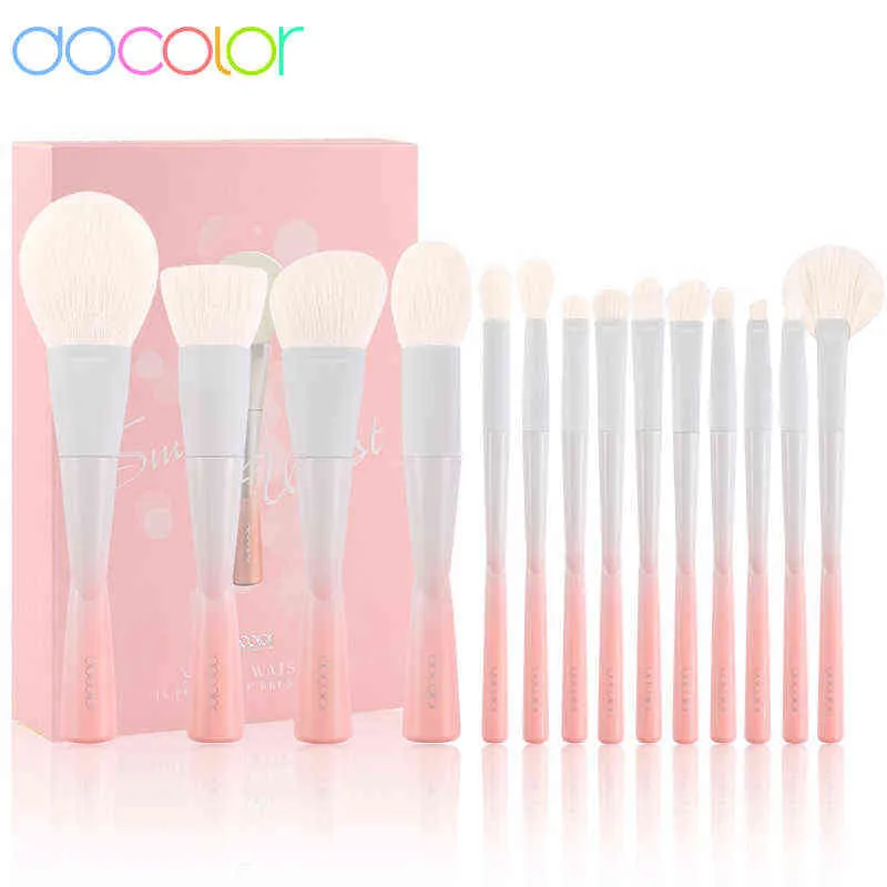 Andere gezondheidsauto's Docolor Makeup Borstels Small Taille 14pc Borstels Set Hoge Kwaliteit Synthetische Haarstichting Poeder Oogschaduw Make-up Borstel 220211