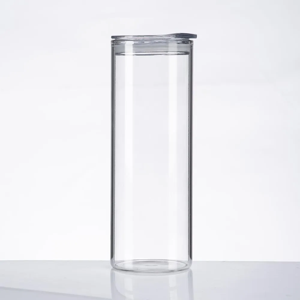 Sublimation Glass Beer Tumblers with Lid Straw DIY Blanks Frosted Clear Can Shaped Mug Cups Heat Transfer 25oz Cocktail Iced Coffee Soda Whiskey Glasses FY5119