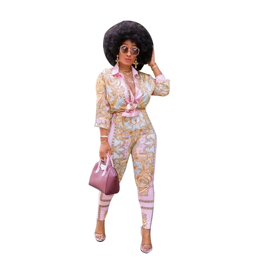 Mode kvinnors tvåstycksbyxor med digital guldtryck America Casual Style 2 stycken Suit Tracksuit Woman Winter Outfits Women Clothing 2250