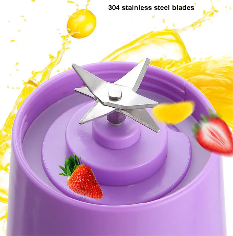 380ml Portable Blender,Mini Bottle Travel Electric Smoothie Blender Maker with 6 Blades for Juice shakes,Purple