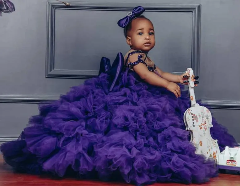 Purple lace flower girl dress cheap