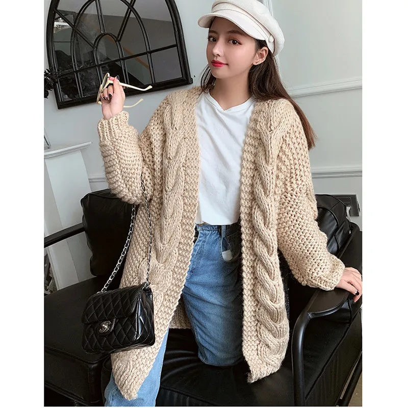 Su ter C rdigan De Estilo Largo Grueso Para Mujer Su ter Tejido