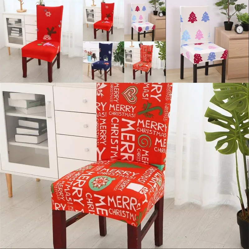 Housse de siège de noël en tissu de dessin animé joyeux arbre de noël fleur imprimé chaise couvre mode bureau décorations de fête à la maison cas 8xz G2