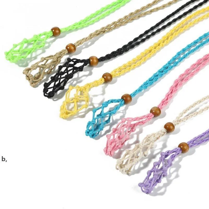 HAUBAL WACKEN Ожерелье Восковая линия Шнур тканые подвески Ювелирные изделия с деревянными бусинами Женщины Украшение шеи 8 Цветов RRB13417