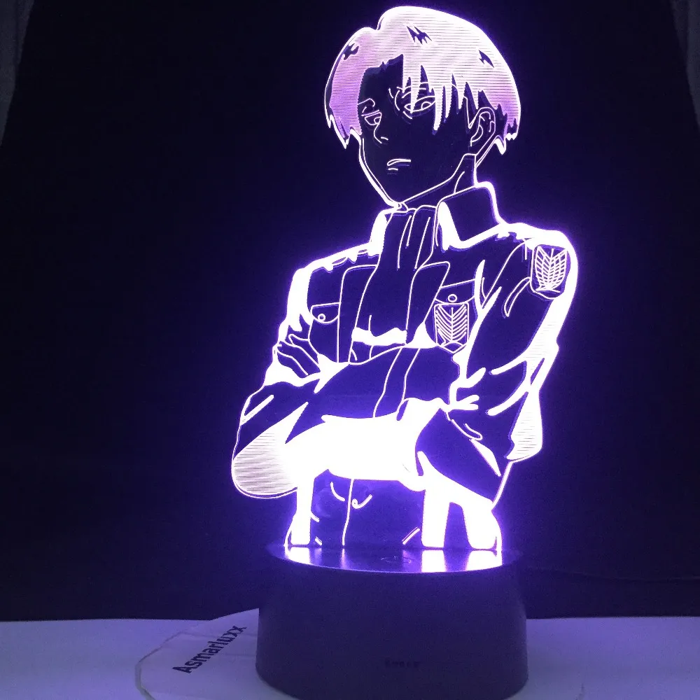 Attack on Titan Table Lamp Anime Room Decor Light 7 Color Acrylic Night Light for Kids Captain Levi Ackerman Figure 2024 New Design