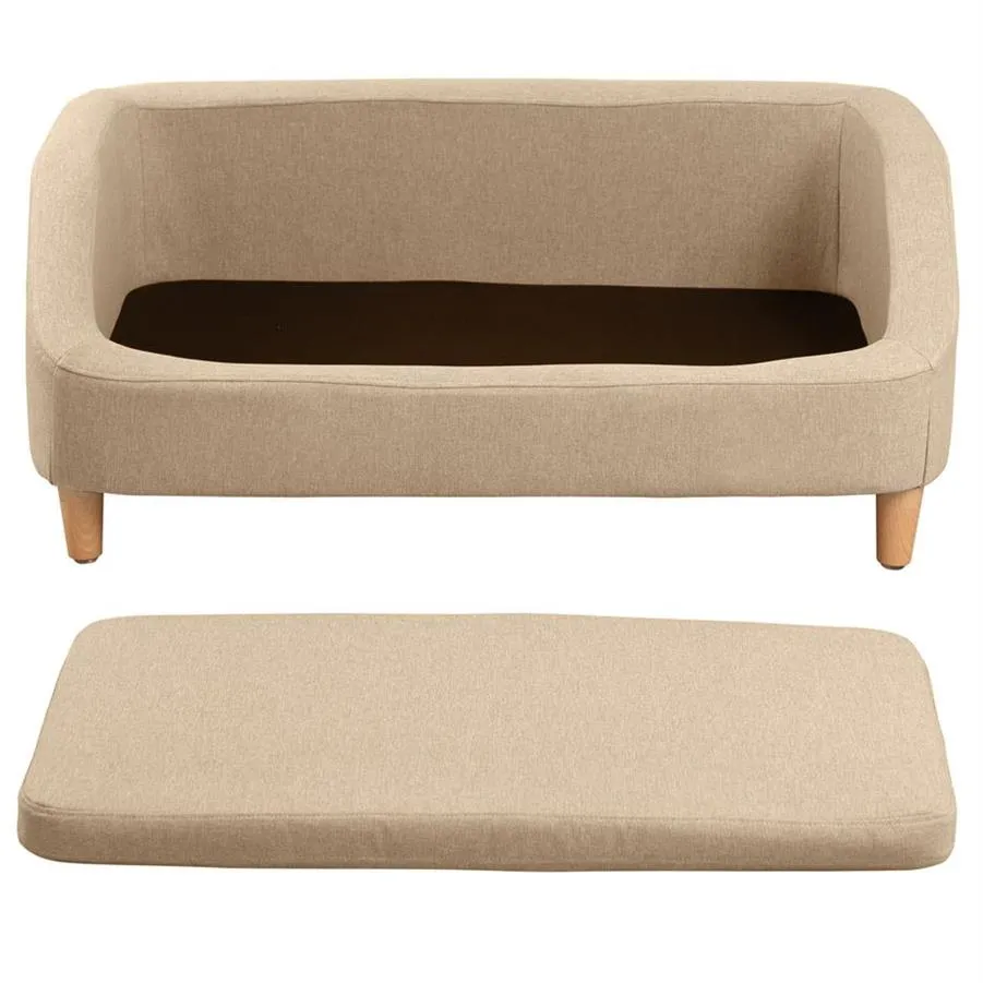 US STOCK 37 Grey Sofa Canapé pour animaux de compagnie Chat Dog Rectangle avec coussin mobile avec pied de style bois Home Decora14 A49