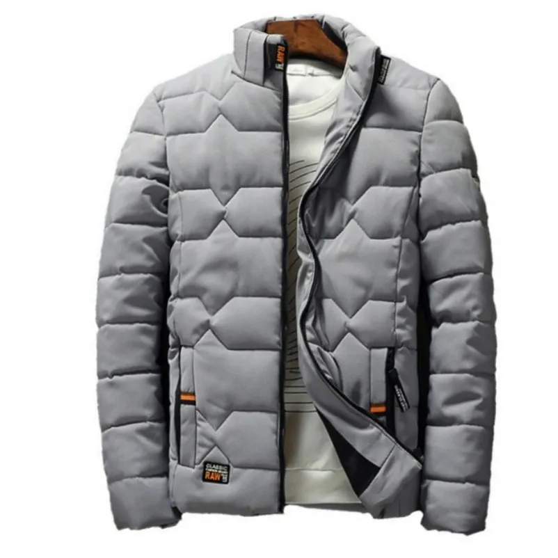 Hiver hommes décontracté chaud Parkas épais confortable veste à glissière solide coupe-vent col montant surdimensionné homme Slim vêtements 4XL 201201
