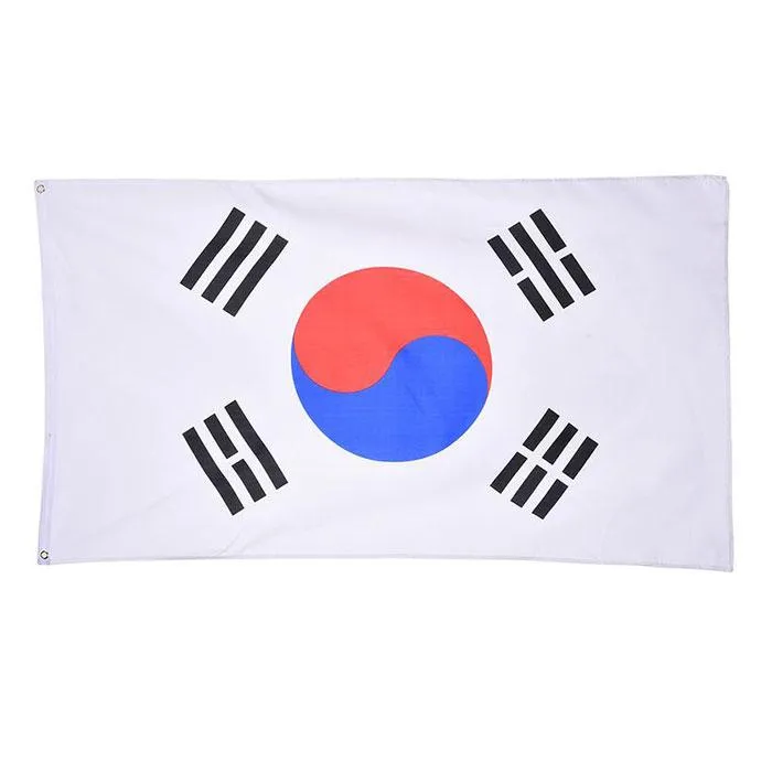 Sydkoreas flagga hög kvalitet 3x5 FT National Banner 90x150cm Festival Party Present 100D polyester inomhus utomhus tryckta flaggor och banderoller