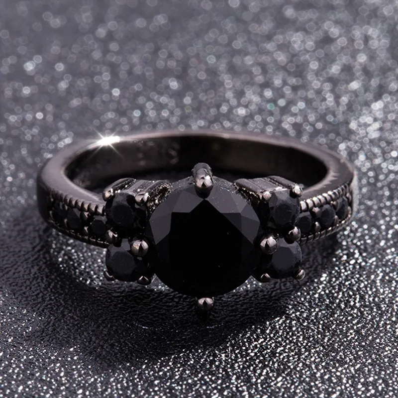 Buy Crunchy Fashion Statement Black Crystal Solitaire Stone Ring for Women  Online