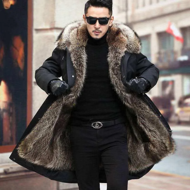 Parka D'hiver Homme Imperméable Coupe-vent - Longueur Moyenne, Doublure Polaire, Col Fourrure Synthétique, Pour Extérieur