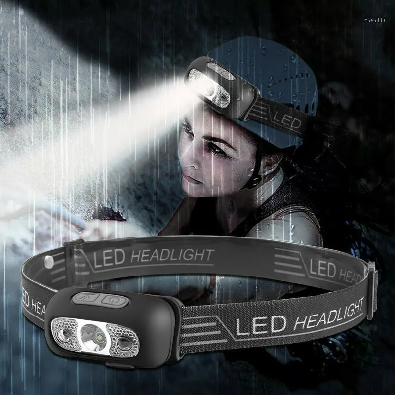Headlamps 5 Modes Vattentät USB-uppladdningsbar LED-strålkastare strålkastare huvudlampa Torch Lantern för Outdoor1
