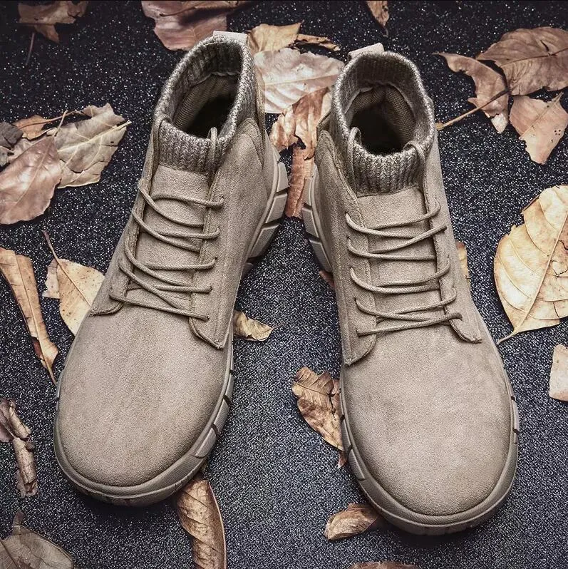 Casual skor män stövlar lapptäcke vinter stövlar fotled martin stövlar bruna svart utomhus sneakers storlek 40-44