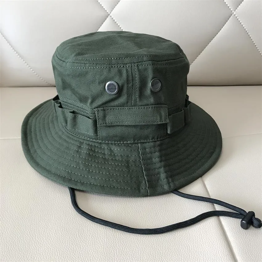 Windproof Rope Army Camouflage Fisherman Bucket Hat For Women Men
