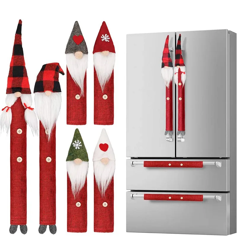 Aparato de cocina Horno de microondas Lavavajillas Nevera Manija de la puerta Cubiertas Protector Adorable Gnomo sueco Decoraciones navideñas JK2011XB