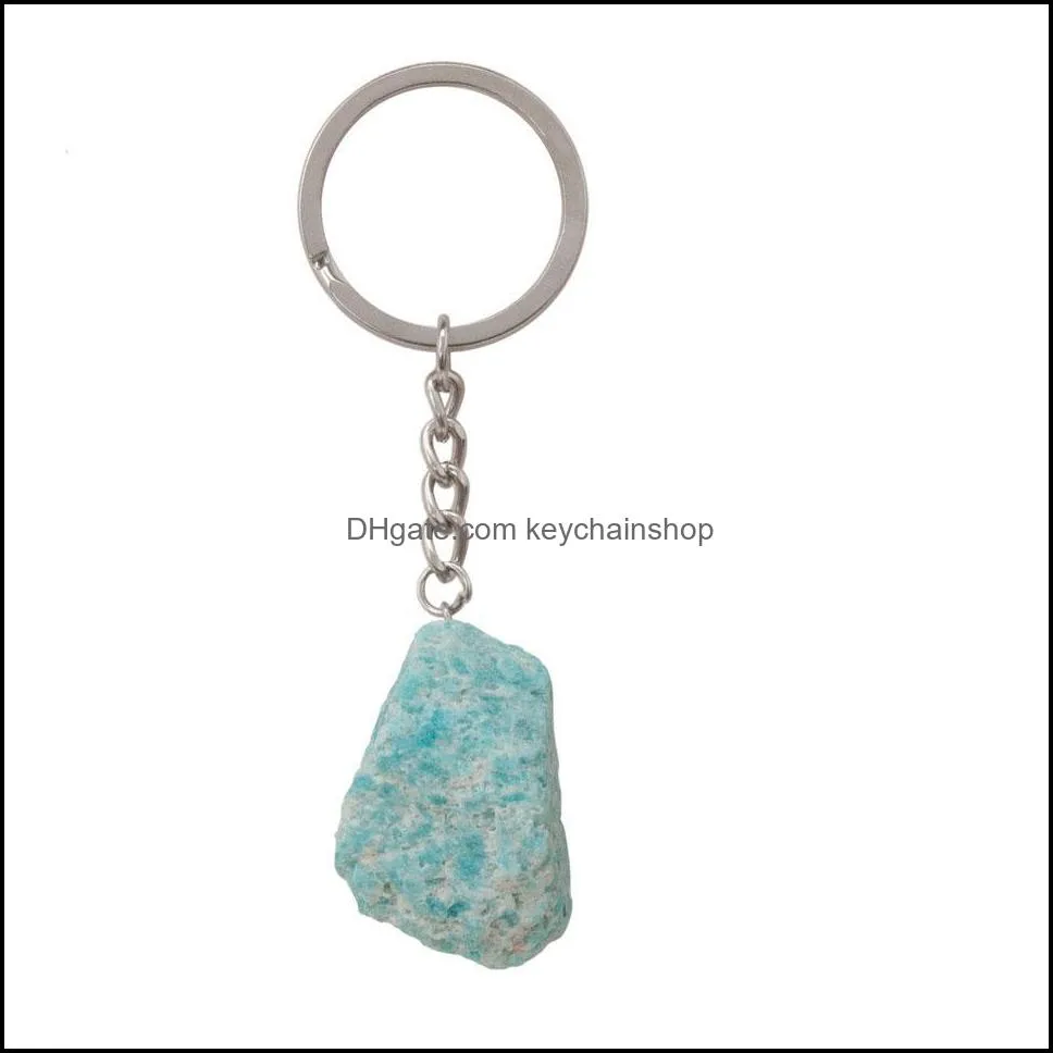 Keychain Healing Irregular Raw Gemstone Keychains Natural Mixed Quartz Rough Crystals Stone Crystal Keyrings