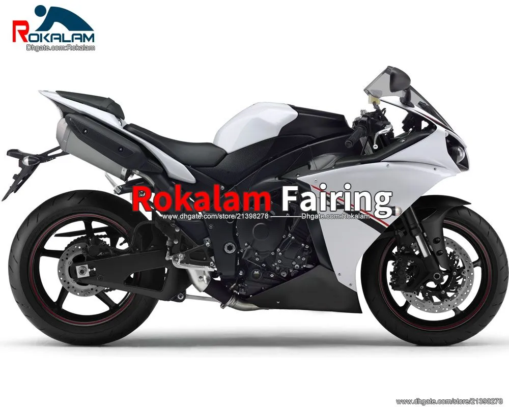 Per Yamaha YZF R1 2012 2013 2014 YZF1000 12 13 14 YZFR1 YZF-R1 Kit carenature carrozzeria nero bianco (stampaggio ad iniezione)