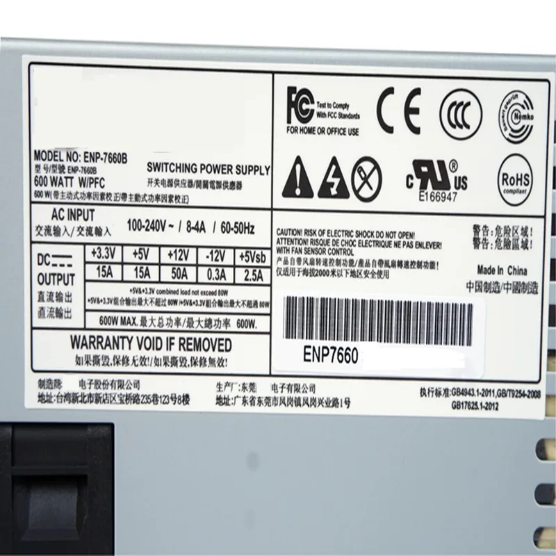 Computer Power Supplies New Original PSU For Enhance FLEX NAS Small 1U LOLI M41 35 K39 K49 A4M T34 Double CPU 8P PCIE 600W ENP 7660B