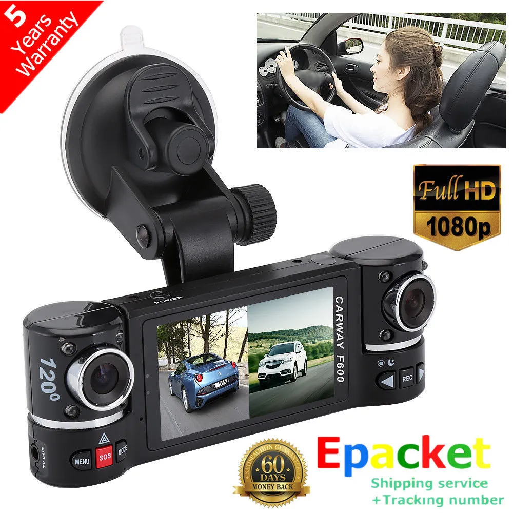 2.7 "1080p HD автомобиль DVR CMOS Camera Video Recorder Dash Cam G-Sensor GPS Dual Lens Бесплатная доставка Новое прибытие