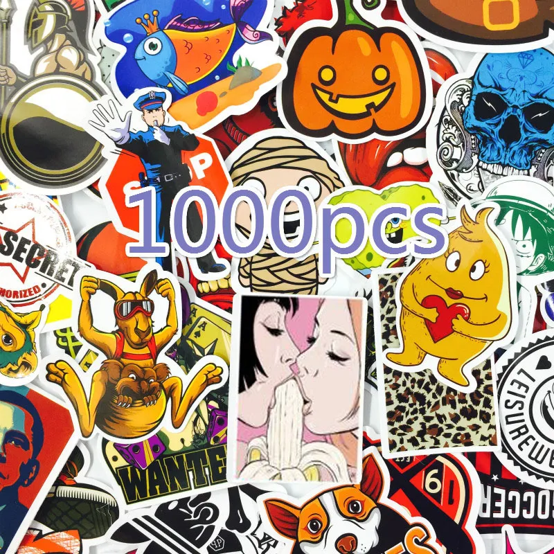 1000 stks Mix Style Stickers Koelkast Skateboard Speelgoed Cool JDM Doodle Decals Home Decor Bagage Auto Styling Bike Laptop DIY Sticker LJ201019