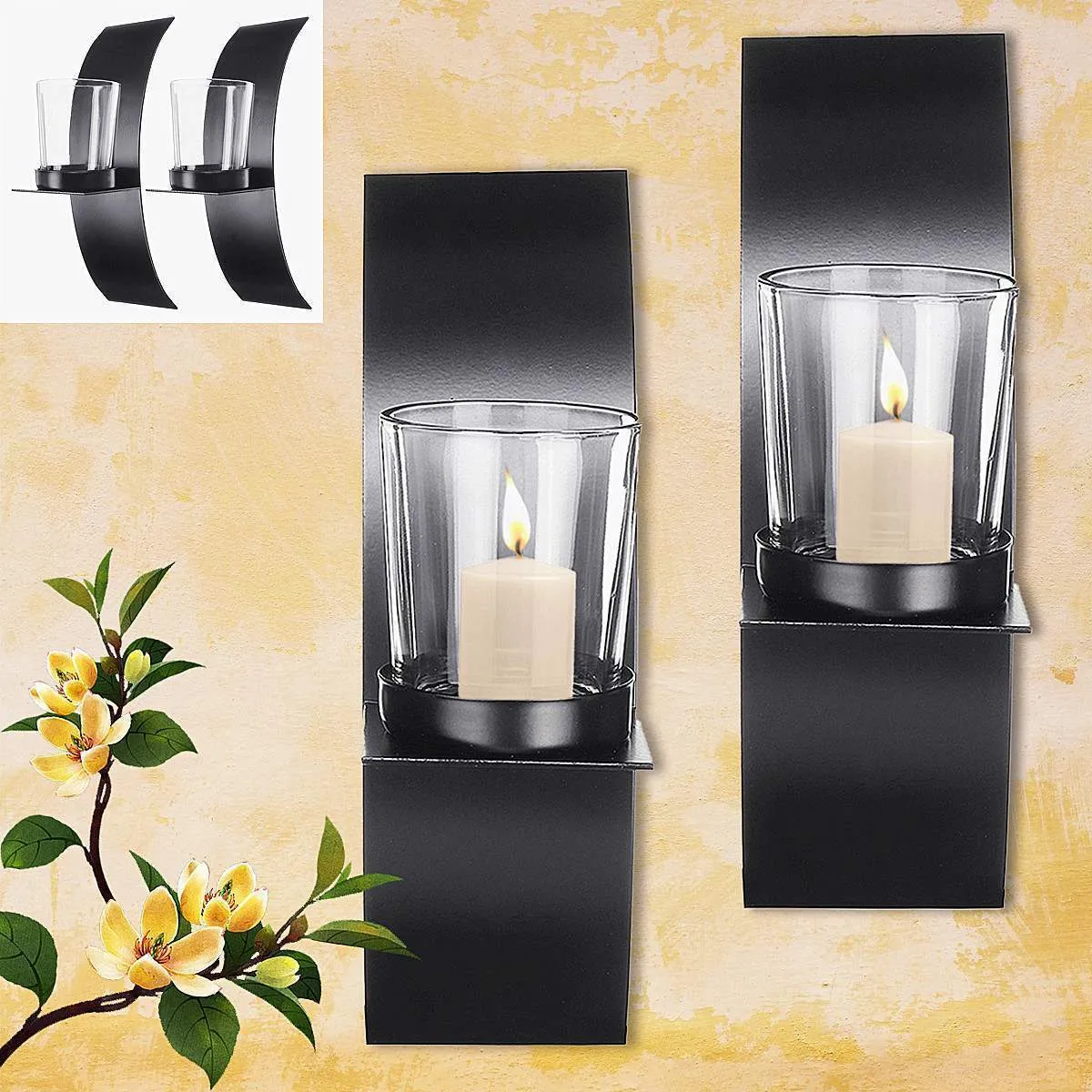 2Pcs Modern Style Wall Hanging Candlestick Metal Candle Holder Sconce Home Decor Y200109