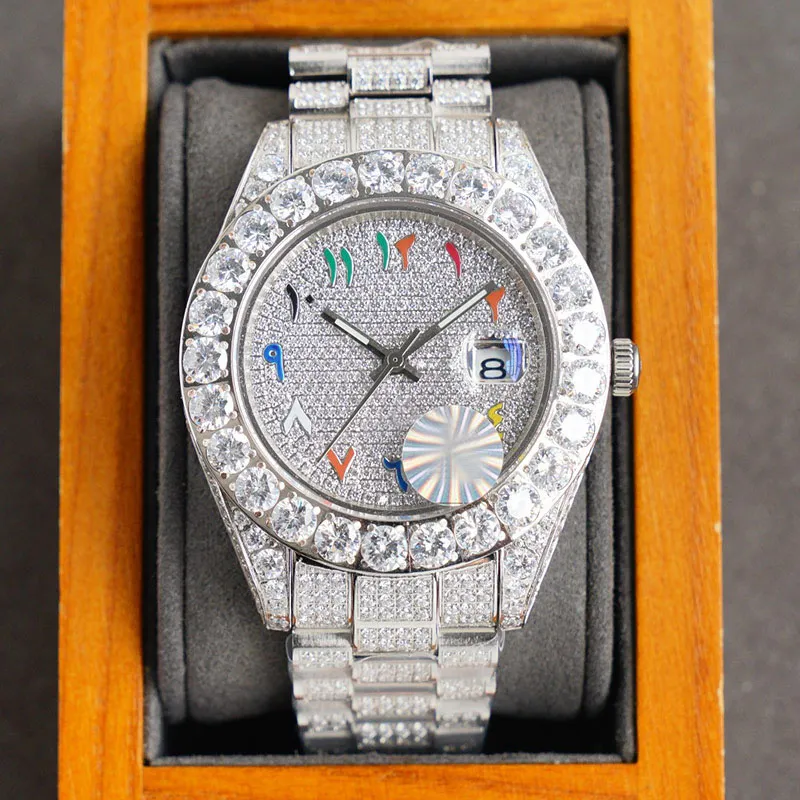 Orologio da uomo Full Diamond 42mm Orologi meccanici automatici Acciaio inossidabile 904L Swarovski Orologio da polso da uomo Orologi da polso da donna Montre De Luxe