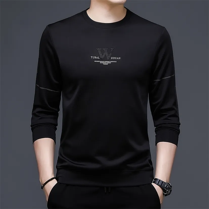 Browon Autumn Fashion T Shirt for Men Long Rleeve O-Neck Koszulki poliestrowa