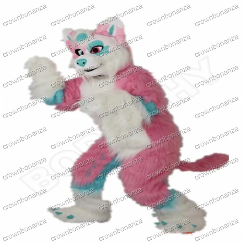 Halloween Pink Husky Dog Wolf Mascot Costumes Costumes Cartoon de qualité Top Quality Carsined Optifit Adults Taille Christmas Carnival Birthday Party Outdoor tenue