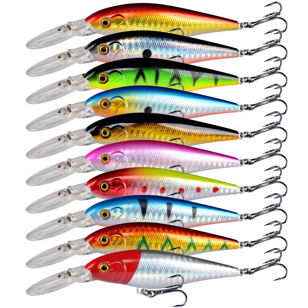 NOUVEAU 11 cm 10.5g Dur Appât Minnow Streak Leurres De Pêche Basse Crochet D'eau Douce Plongée Perche Wobbler jerkbait