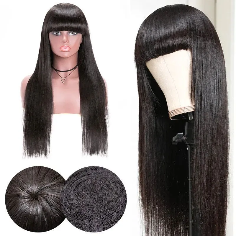 100% Human Hair Peruvian Virgin Wigs Natural Color Straight  display picture 3