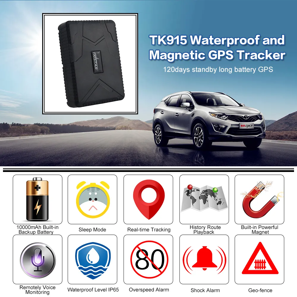 Rastreador de veículos rápidos TK915 12-24V Locador GPS à prova d 'água ímã ímã ímã gps tracker 10000mAh bateria app