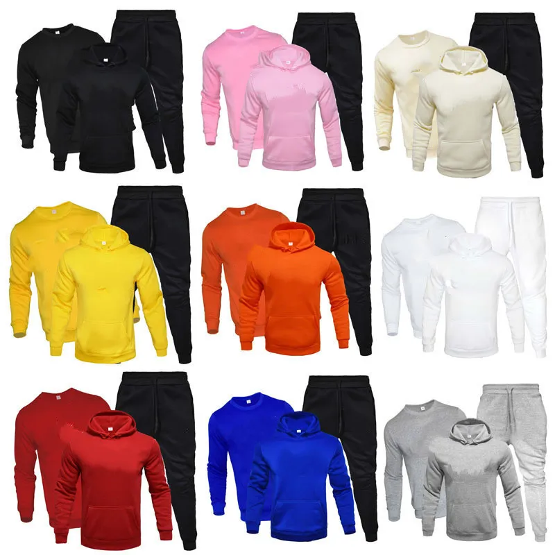 Nowa marka Dress Moda Bluzy dla Mężczyzn Sportswear Three-Piece Zestawy Gruby Z Kapturem + Spodnie + Bluza Sports Garnitur My