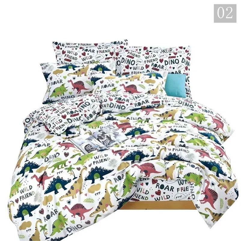 Conjuntos de cama de luxo dos desenhos animados para crianças tamanho único para gilr meninos tampa de edredom crianças bedenen set criança cama dinossauro 201021