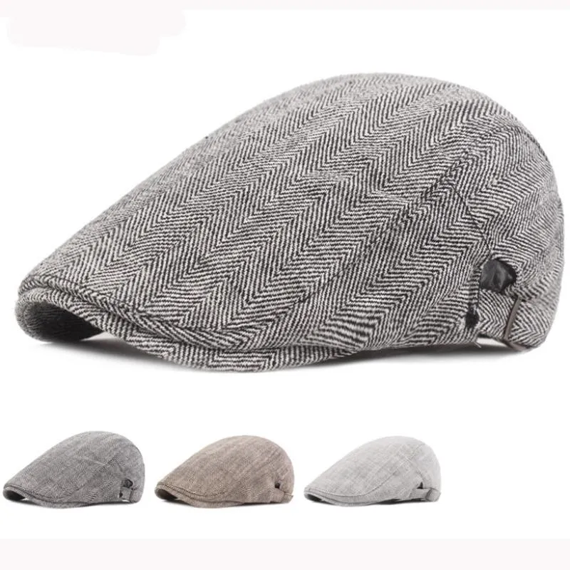 Ht3096 berets vår höst mössa hatt retro nyhetsboy murgröna platt mössa tappning randig konstnär målare hatt justerbar män kvinnor beret