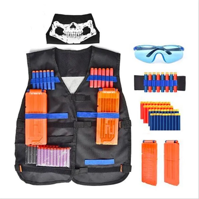 Kit Arma Nerf Blaster + Colete + Acessórios + 60 Dardos Bala