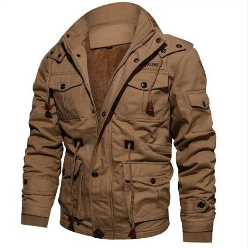 Homens de inverno jaquetas de lã quente casaco com capuz térmico outerwear espesso masculino jaqueta militar mens marca de marca grande tamanho casaco 201104