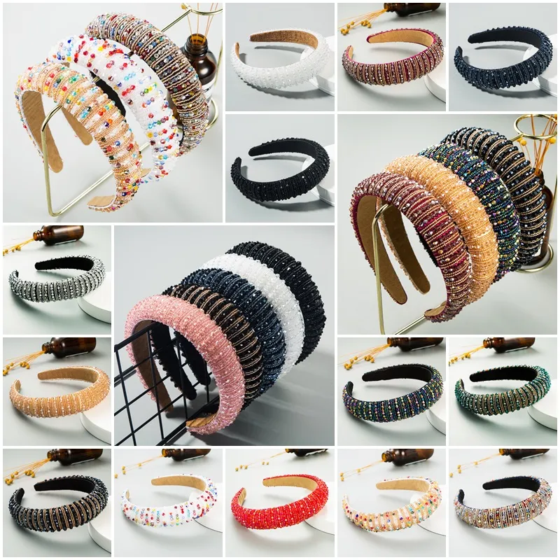 Hot Sale Full Crystal Hair Bands For Women Lady Luxury Shiny Padded Diamond Headband Hair Hoop Fashion Hair Accessories 15 Colors DHL Free