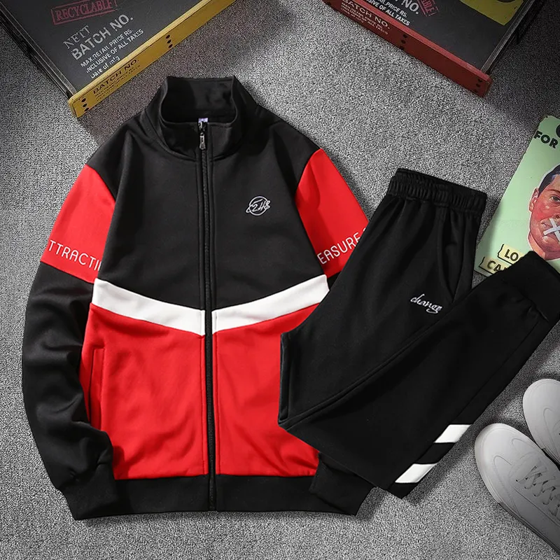 패션 tracksuit 남자 세트 새로운 의류 세트 망 스웨트 양복 2 조각 야구 재킷 스웨트 팬츠 남성 힙합 Jogger 세트 201110