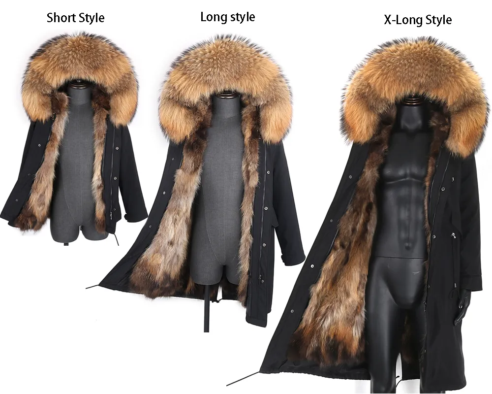 Parka Men Winter Jacket Hooded Nature Raccoon Lining Jackets Man