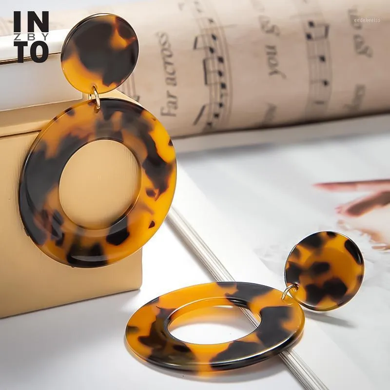 Dangle & Chandelier Into Leopard Print Acetate Acrylic Earrings Resin Large Circle Statement Drop For Women Fashion Jewelry Brincos1