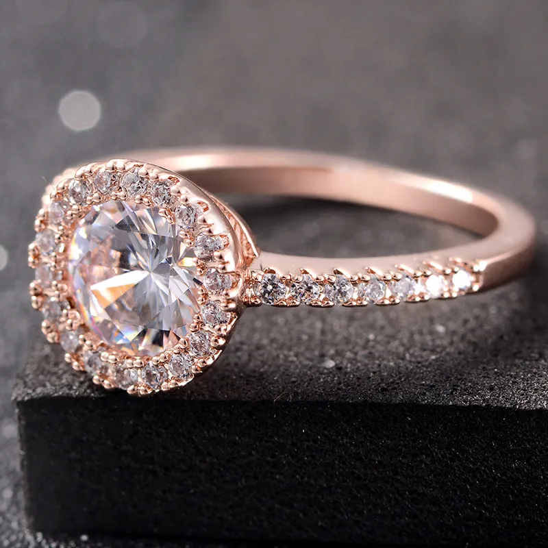 Ringar juvelring Micro Inlay Zircon Rose Gold White Gold Ring smycken Fashion Diamond Ring