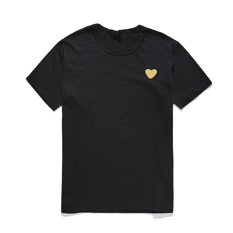 Love corações camisetas pêssego coração homem mulher redonda algodão de algodão curto bordado sólido